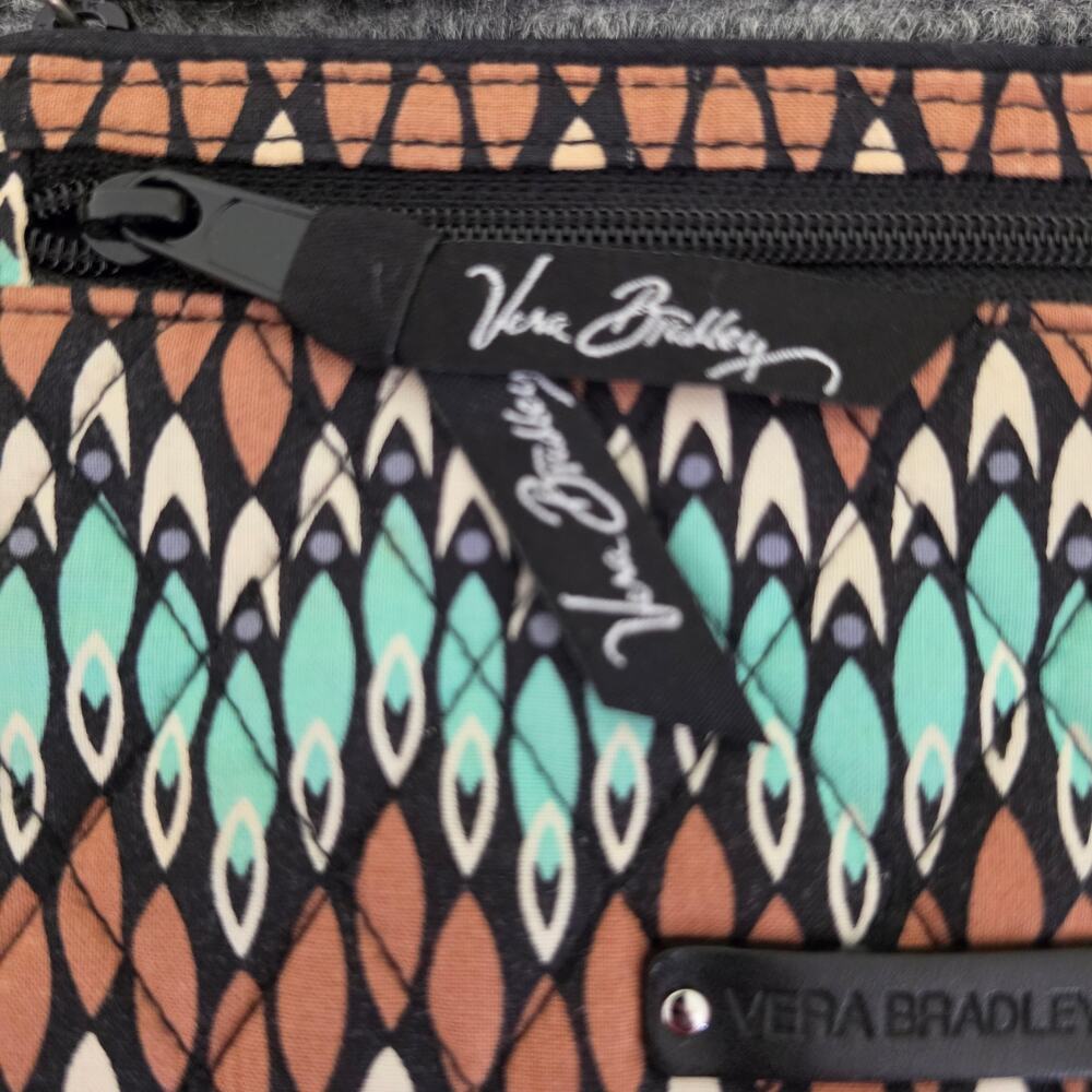 Vera Bradley Sierra Stream Wristlet Wallet Teal Brown Geometric - Picture 3 of 8